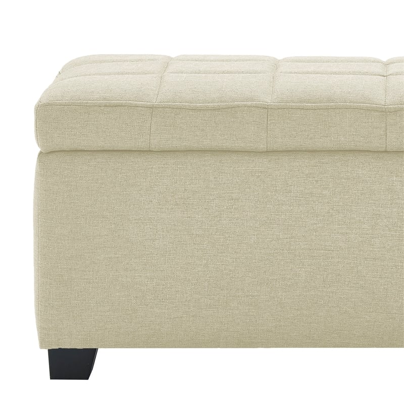 Pemberly Row Modern Fabric Upholstered Rectangular Storage Ottoman Bench Beige