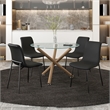 Pemberly Row Contemporary Faux Leather and Metal Dining Chair Set of 2 Black