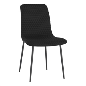 Pemberly Row Contemporary Faux Leather and Metal Dining Chair Set of 2 Black