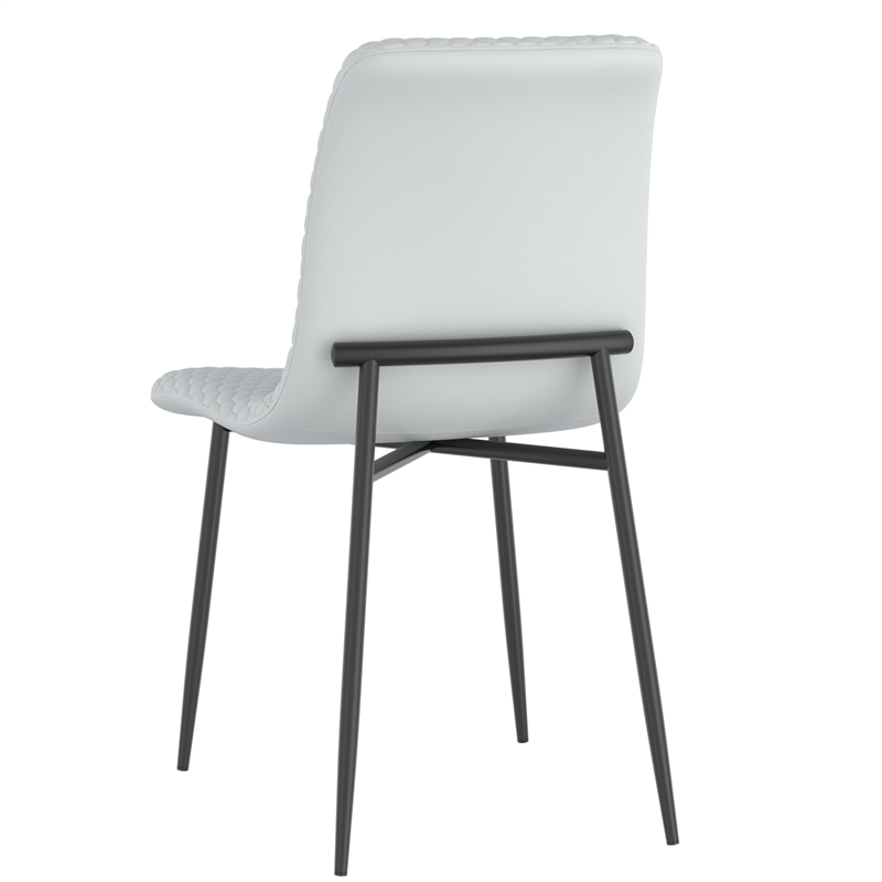 Pemberly Row Faux Leather and Metal Dining Chair Set of 2 Gray and Black