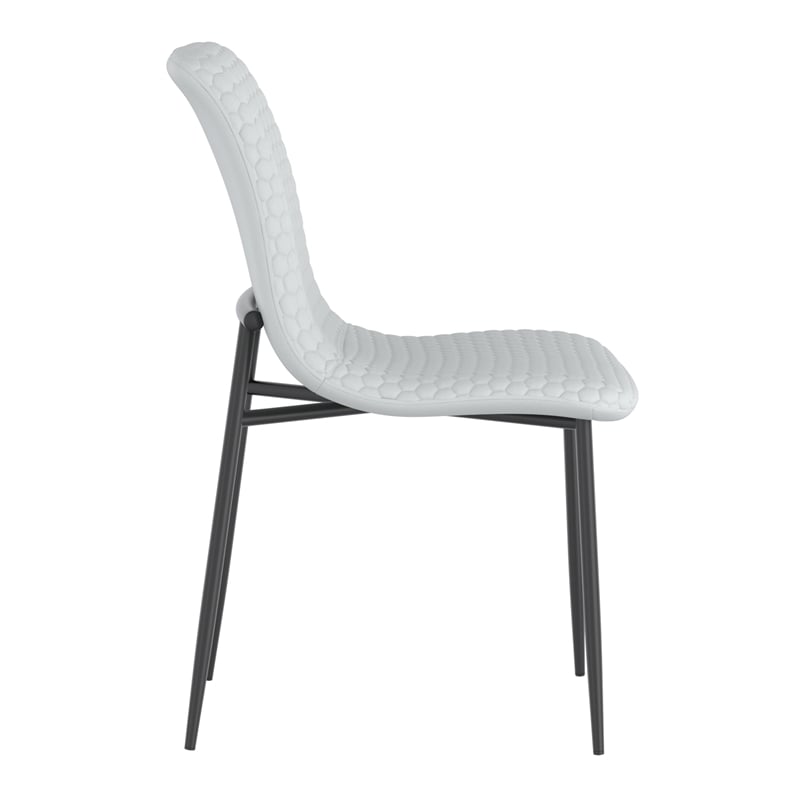 Pemberly Row Faux Leather and Metal Dining Chair Set of 2 Gray and Black