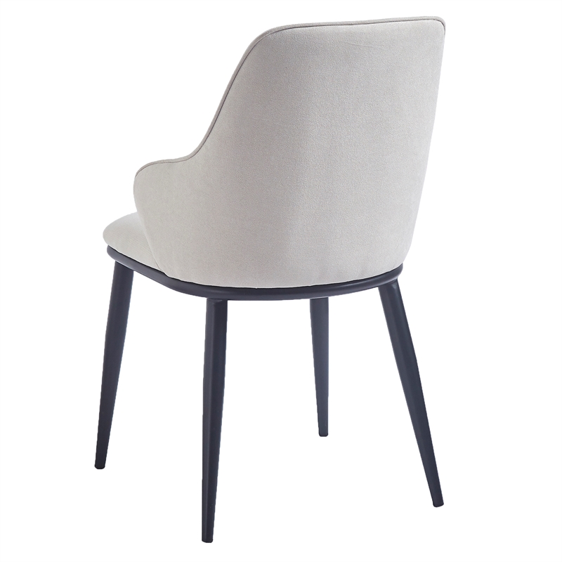 Pemberly Row Contemporary Fabric and Metal Dining Chair Set of 2 Beigeand Black