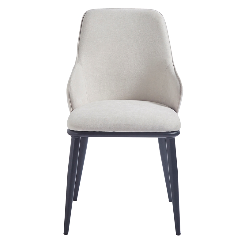 Pemberly Row Contemporary Fabric and Metal Dining Chair Set of 2 Beigeand Black