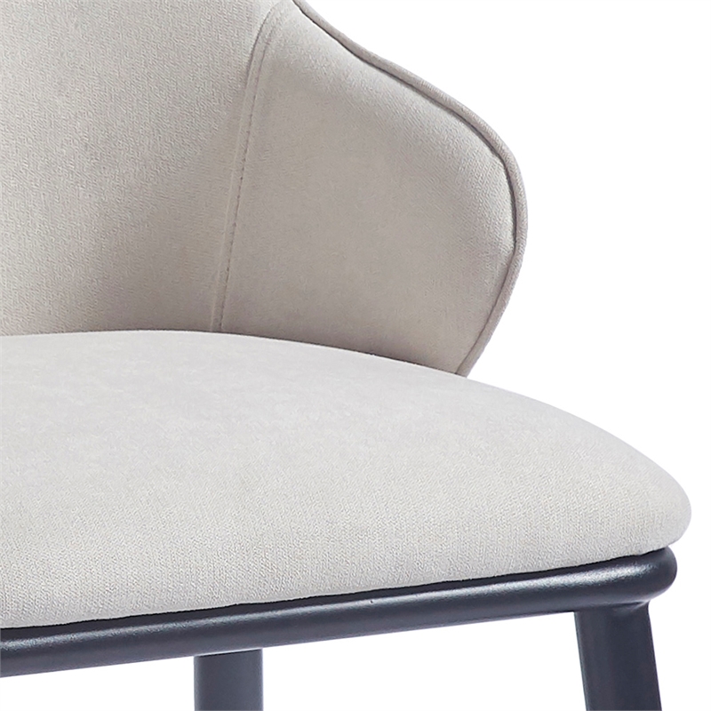 Pemberly Row Contemporary Fabric and Metal Dining Chair Set of 2 Beigeand Black