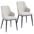 Pemberly Row Contemporary Fabric and Metal Dining Chair Set of 2 Beigeand Black