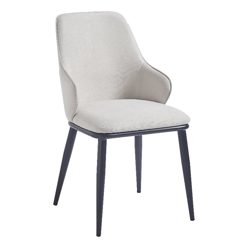 Pemberly Row Contemporary Fabric and Metal Dining Chair Set of 2 Beigeand Black