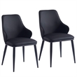 Pemberly Row Contemporary Faux Leather and Metal Dining Chair Set of 2 Black