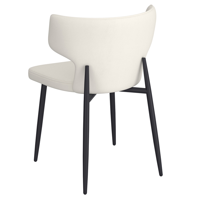 Pemberly Row Faux Leather and Metal Dining Chair Set of 2 Beigeand Black