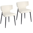 Pemberly Row Faux Leather and Metal Dining Chair Set of 2 Beigeand Black