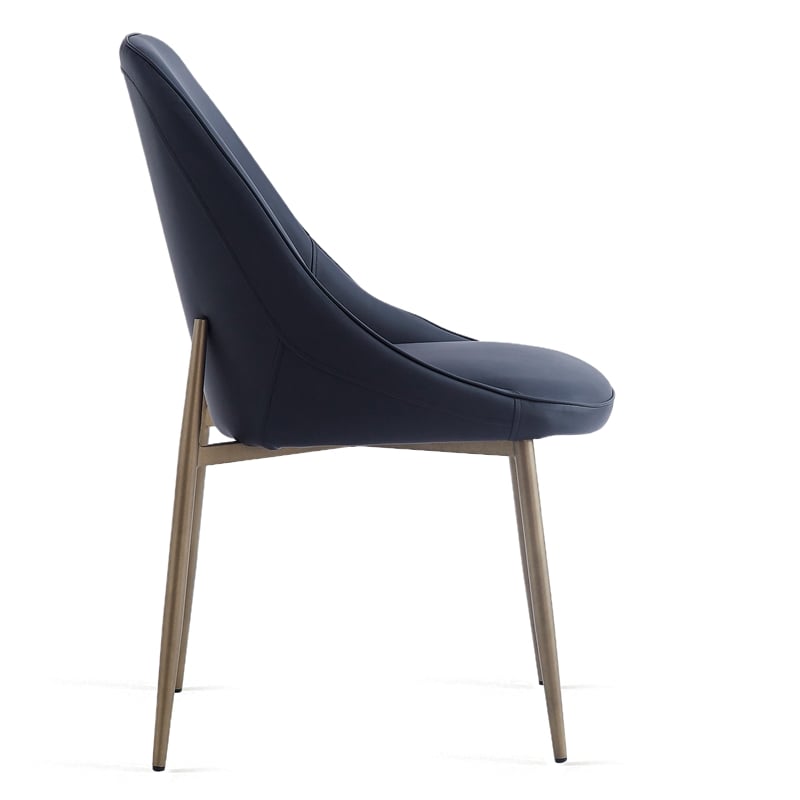 Pemberly Row Faux Leather and Metal Dining Chair Set of 2 Black and Aged Gold