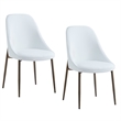 Pemberly Row Faux Leather and Metal Dining Chair Set of 2 White and Aged Gold
