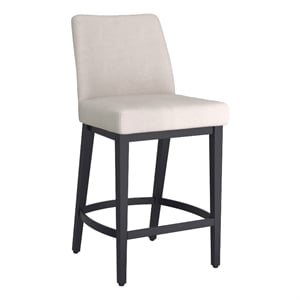 Pemberly Row Modern Fabric and Metal 26&quot Counter Stool Set of 2 Beigeand Black