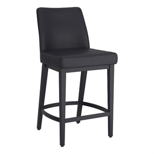 Pemberly Row Modern Faux Leather and Metal 26&quot Counter Stool Set of 2 Black