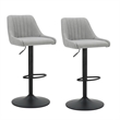 Pemberly Row Fabric and Metal Adjustable Swivel Stool Set of 2 Gray and Black