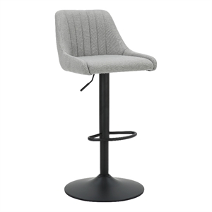 Pemberly Row Fabric and Metal Adjustable Swivel Stool Set of 2 Gray and Black