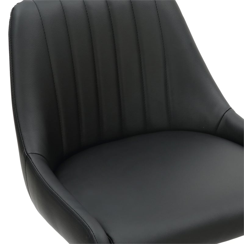 Pemberly Row Faux Leather Adjustable Stool with Swivel Set of 2 Black and Black