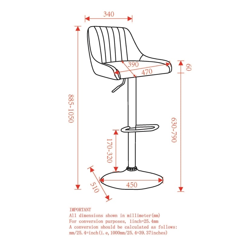 Pemberly Row Faux Leather Adjustable Stool with Swivel Set of 2 Black and Black