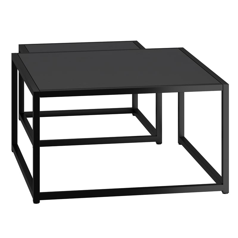 Pemberly Row Contemporary Metal and Glass and MDF Console Table Black