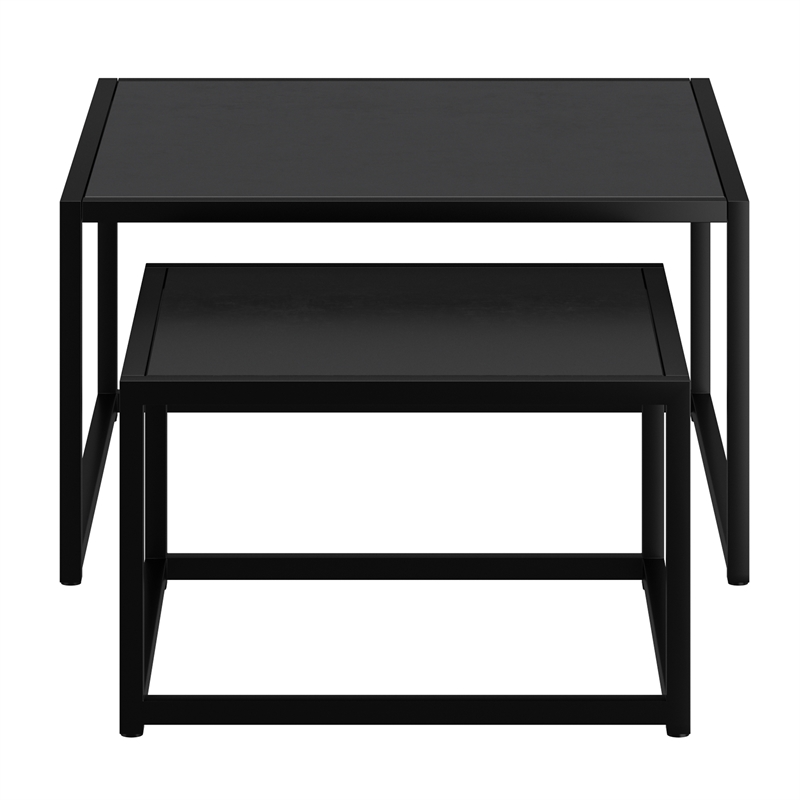 Pemberly Row Contemporary Metal and Glass and MDF Console Table Black