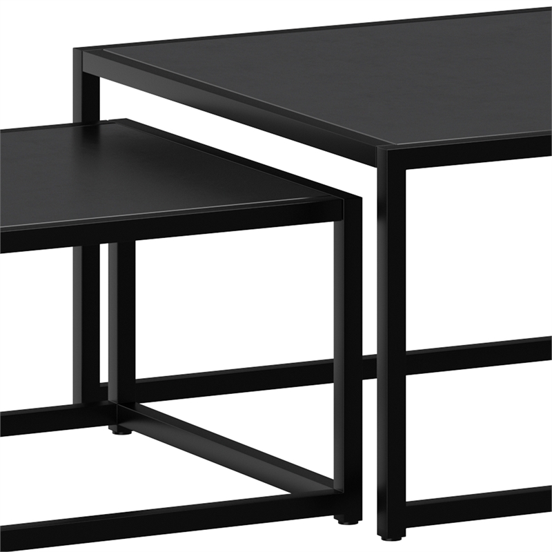 Pemberly Row Contemporary Metal and Glass and MDF Console Table Black