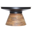 Pemberly Row Modern Metal Solid Wood Round Coffee Table Black Walnut