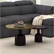 Pemberly Row Industrial Chic Cast Aluminum 2pc Round Coffee Table Set Gold Black