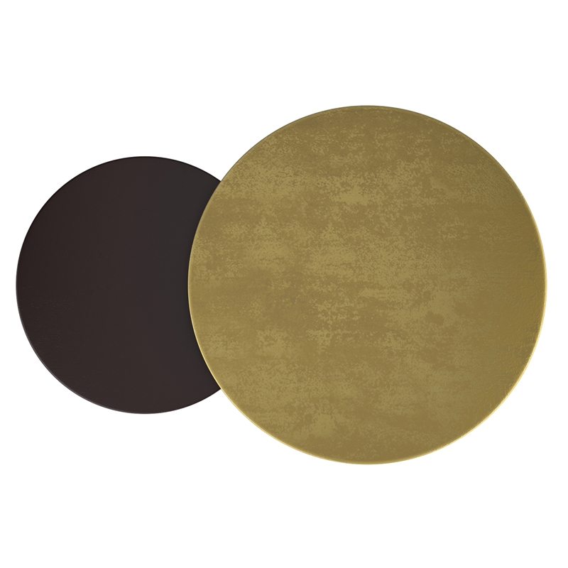 Pemberly Row Industrial Chic Cast Aluminum 2pc Round Coffee Table Set Gold Black