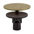 Pemberly Row Industrial Chic Cast Aluminum 2pc Round Coffee Table Set Gold Black