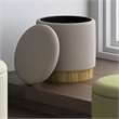 Pemberly Row Modern Fabric Round Storage Ottoman Gray Natural