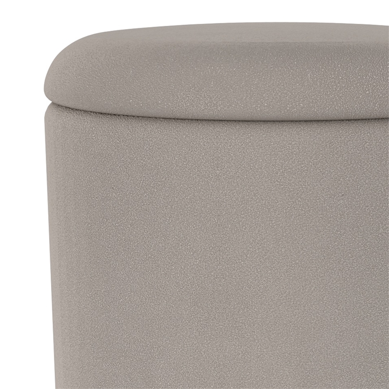 Pemberly Row Modern Fabric Round Storage Ottoman Gray Natural