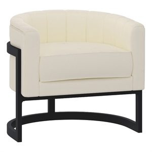 Pemberly Row Modern Boucle Fabric Accent Chair Ivory and Black