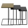 Pemberly Row Industrial Cast Aluminum 3Pc Accent Table Set Antique Gold Black