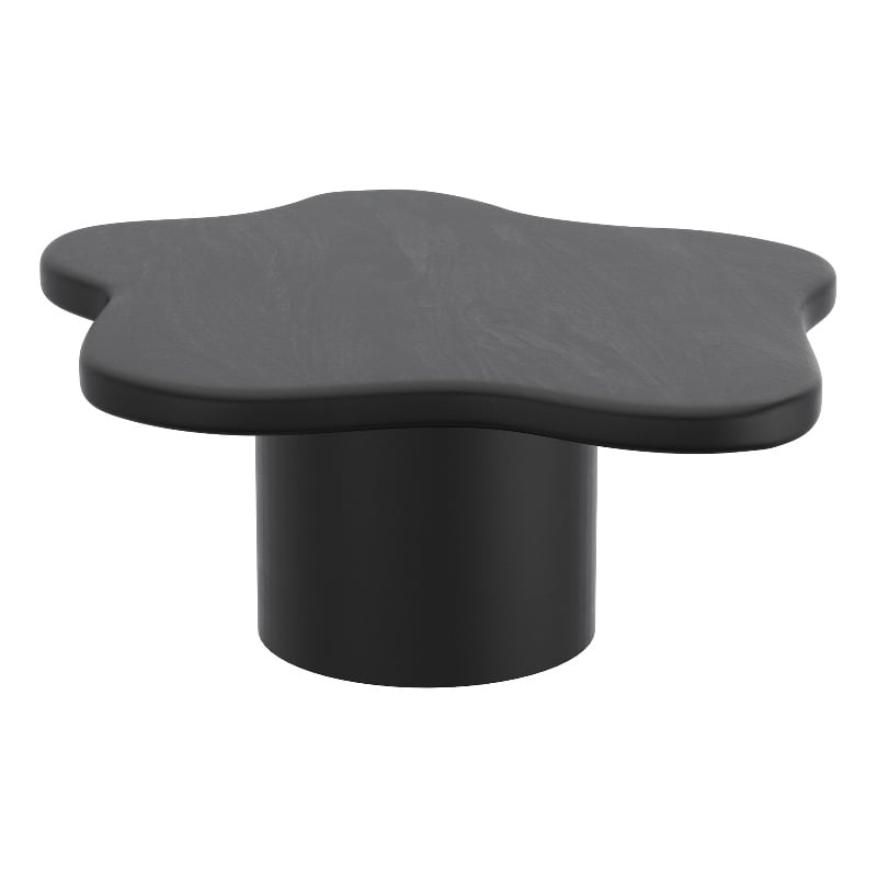 Pemberly Row Mid-Century Modern Solid Wood Large Coffee Table Black