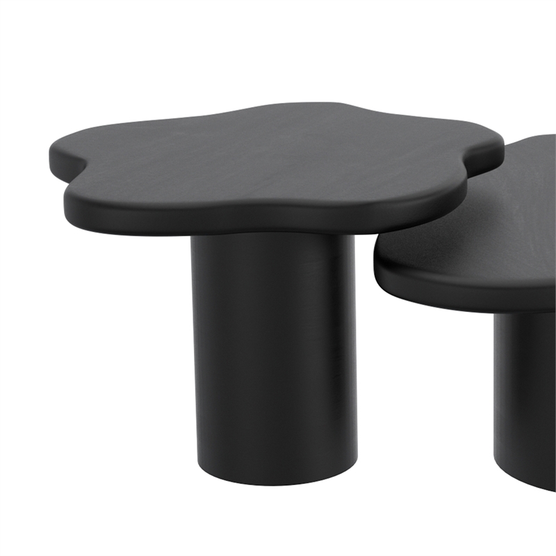 Pemberly Row Mid-Century Modern Solid Wood Small Coffee Table Black