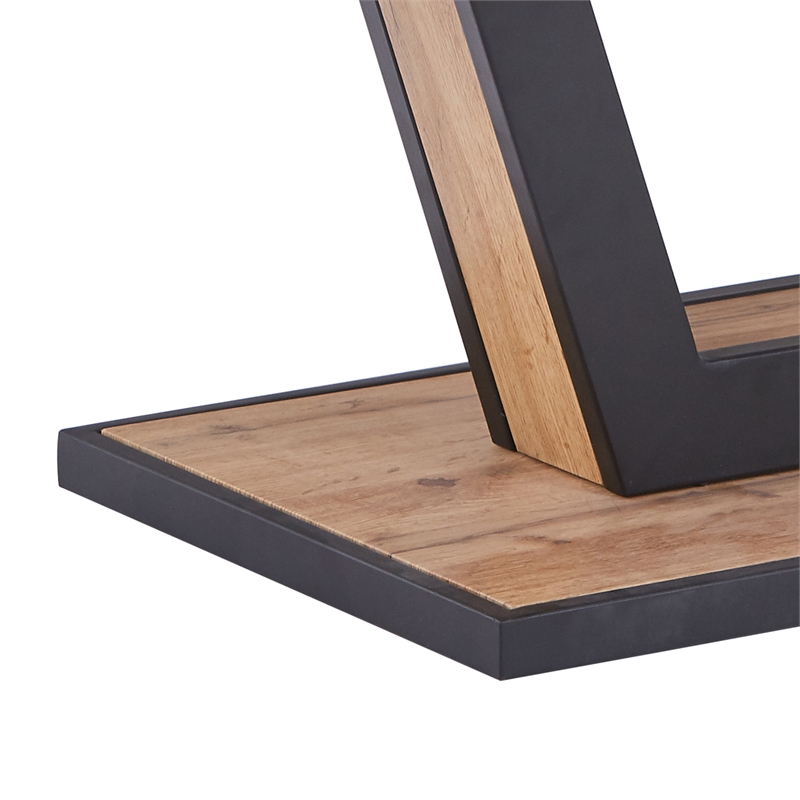 Pemberly Row Modern MDF Metal Rectangular Coffee Table Natural Black