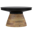 Pemberly Row Contemporary 2pc Coffee Table Set Black with Walnut