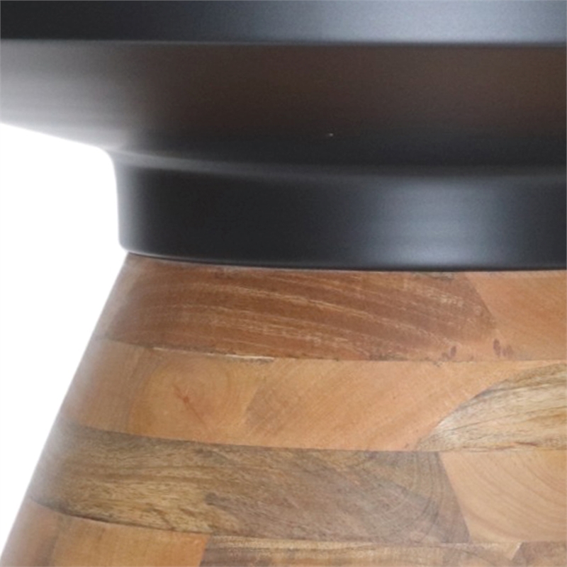 Pemberly Row Contemporary 2pc Coffee Table Set Black with Walnut