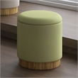 Pemberly Row Modern Fabric Round Storage Ottoman Green Natural