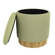 Pemberly Row Modern Fabric Round Storage Ottoman Green Natural