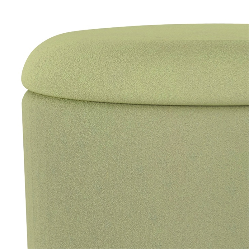 Pemberly Row Modern Fabric Round Storage Ottoman Green Natural
