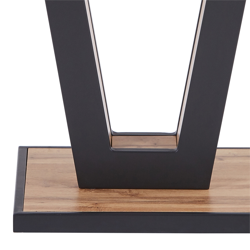 Pemberly Row Contemporary MDF Metal Accent Table Natural Black