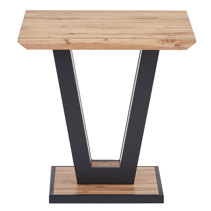 Pemberly Row Contemporary MDF Metal Accent Table Natural Black