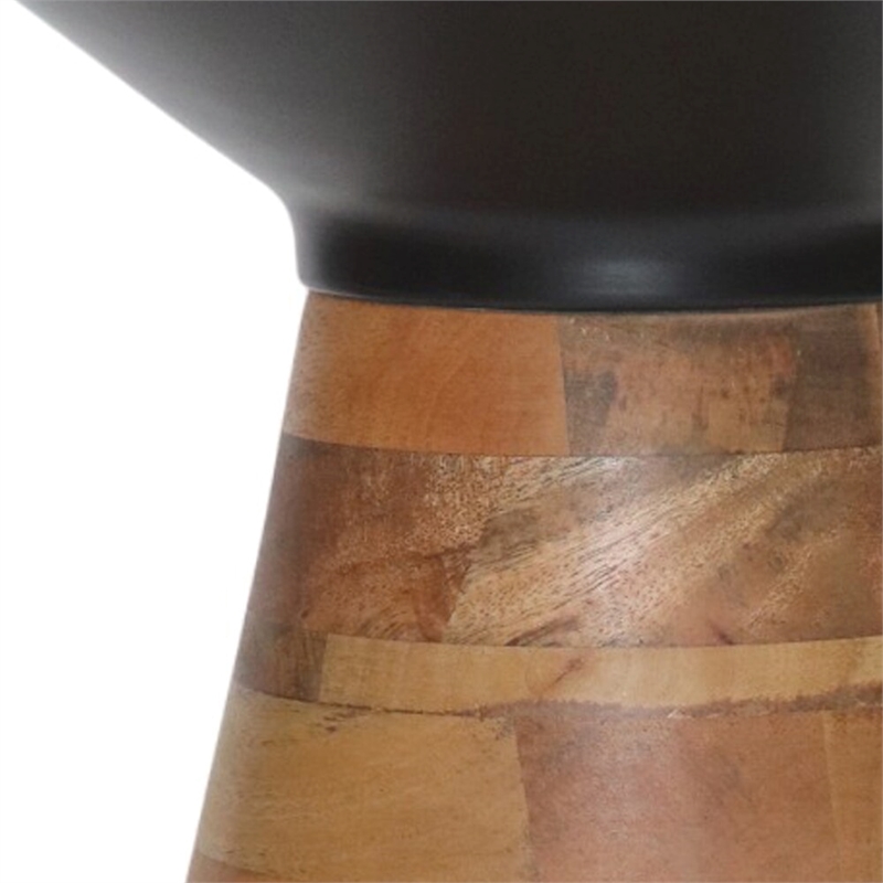 Pemberly Row Modern Metal Solid Wood Accent Table Black Walnut