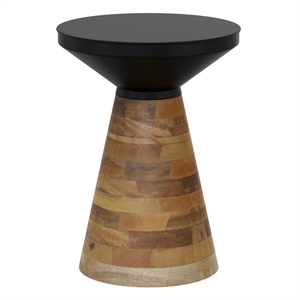 Pemberly Row Modern Metal Solid Wood Accent Table Black Walnut
