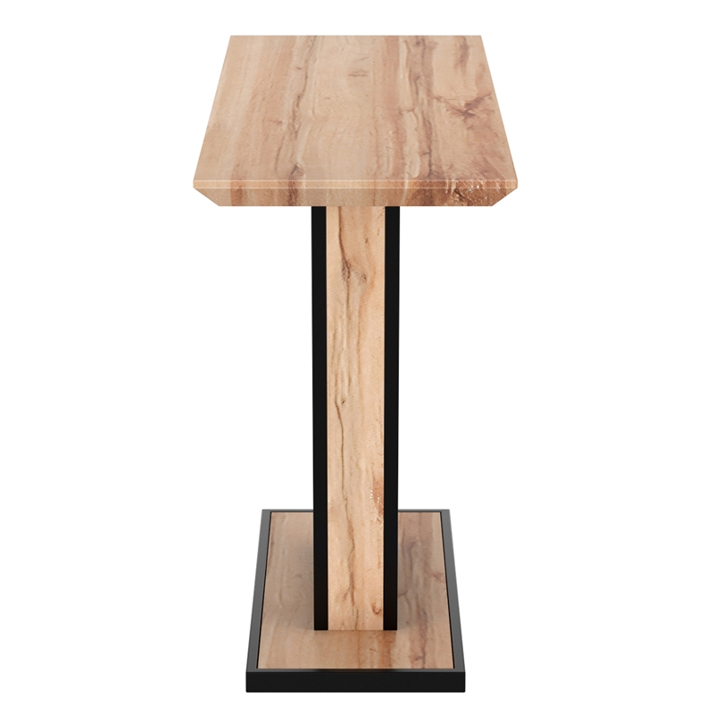 Pemberly Row Contemporary MDF Metal Console Table Natural Black