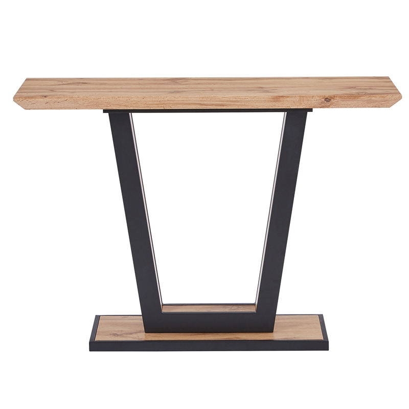 Pemberly Row Contemporary MDF Metal Console Table Natural Black