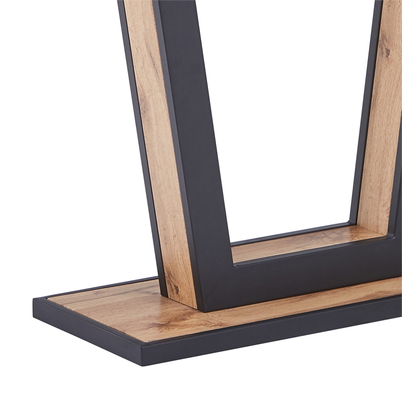 Pemberly Row Contemporary MDF Metal Console Table Natural Black