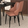 Pemberly Row Faux Leather Metal Dining Chair Faux Leather Set of 2 Saddle Black