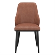 Pemberly Row Faux Leather Metal Dining Chair Faux Leather Set of 2 Saddle Black