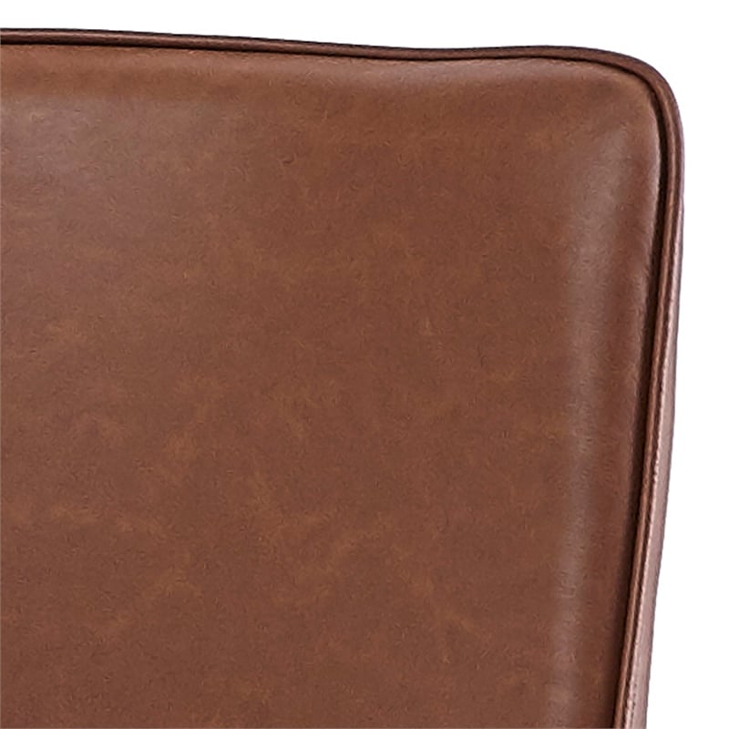 Pemberly Row Faux Leather Metal Dining Chair Faux Leather Set of 2 Saddle Black